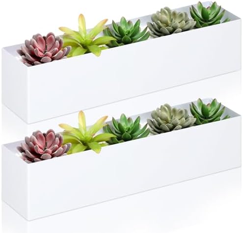 Amazon.com: SiliFine 2 Pcs Modern Steel Trough Rectangle Planter with ...