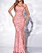 Madam Uniq Formal Dress Sequin Fishtail Sleeveless 1920s Gatsby Cocktail Prom Elegant Maxi Evening Gowns for Women (Pink,L)