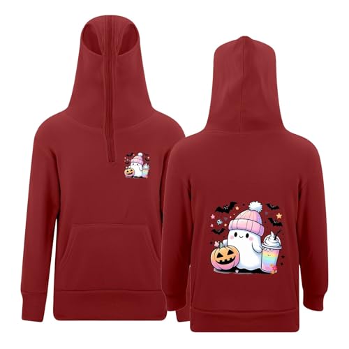 Dasongff - Pasamontañas con cremallera para niño y balaclava polar chaqueta de invierno de gran tamaño con capucha a rayas Y2K Zip sudadera con capucha caliente a prueba de viento chaqueta media