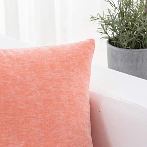 Hwy 50 Coral Pink Decorative Throw Pillows Covers Set 18X18 Inch, For Couch Sofa Living Room Bed, Cashmere Soft Comfortable Solid Throw Pillow Case Cushion Cover Pack Of 2 #TOP3