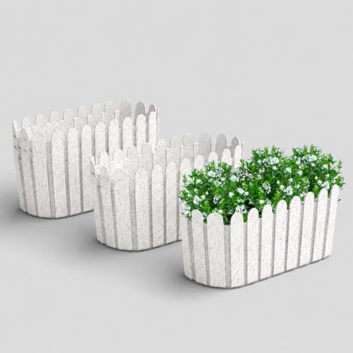 Image of YUCCABE ITALIA SHERA Fence-TRA 14 INCH Plastic Flower Pot Suitable for Inddor Outdoor Kitchen Garden