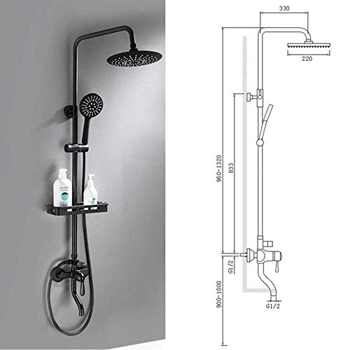 Ensemble de robinet de douche noir avec pommeau de douche à main LUNEZY - 6