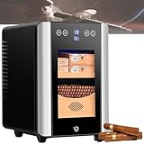 Humidor De 8 L, Capacidad Para 100 Puros, Incluye Soporte De Cedro, Cesta Para Puros, Temperatura Ajustable, Puerta De Doble Cristal, Apto Para Y Maridos. Puros No Incluidos