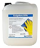 Essigsäure 60% Essigessenz C2H4O2 Reiniger Entkalker 10 Liter