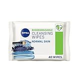 NIVEA Biologisch abbaubare Reinigungstücher normale Haut (40 Blatt, 4 Stück), biologisch abbaubare Tücher aus 100% Pflanzenfasern, Make-up-Tücher, Gesichtstücher Make-up-Entferner