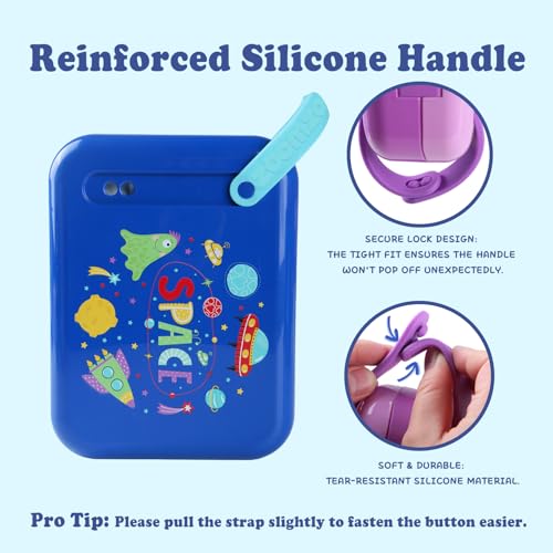 Image of Kids Bento Lunch Box for Boys & Girls - 4-Compartment Leak-Proof Lunch Container with Hidden Silicone Handle, Lightweight, BPA-Free, 855ml for School & Travel (Space)