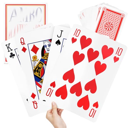 Vidoxdu Gigantic Playing Cards - Extra A4 Large 28cm x 20cm Superb Handling & Durability for Garden Friends Invite Party Games & Casino Party Decoration