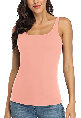 Image of V FOR CITY Women's Cotton Tank Top with Unpadded Shelf Bra Adjustable Wide Strap Camisole Summer Basic Udershirts