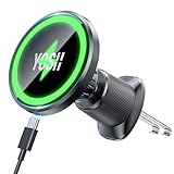 【新登場！ダブルメタルフック】YOSH スマホホルダー 車 ワイヤレス充電 15W 急速充電 magsafe充電器 車載 24×N55磁石強化 magsafe 車載ホルダー 充電 車 スマホホルダー 充電 エアコン 吹き出し口 置くだけでくっつく 360度回転 取り付け簡単 レンタカーに最適 ブラック iPhone 17-12シリーズ対応 ギャラクシー・ピクセルも全機種対応