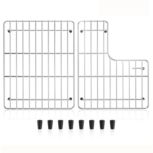 Stainless Steel Sink Protectors for Kitchen Sink, 23.2'' x11.6'' Sink Racks Compatible with Kohler Whitehaven K-6486 and K-6487, Sink Grid Sink Grate for Bottom of Kitchen Sink with Rubber Feet