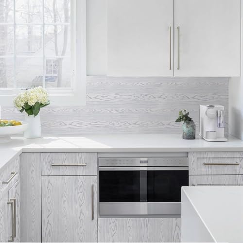 Image of VKR Waterproof Removable Self Adhesive Wallpaper Roll | Peel & Stick Vinyl Furniture Covering for Kitchen Slabs, Tables, Cabinets & Shelves (Wooden White, Pack of 1)