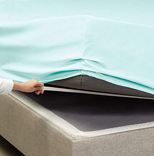 Image of YRM Bedding's Aqua Blue 600-TC Oraganic Cotton 4 Pcs King Size Bedsheet Fitted (72 inchx78 inch), Flat (102 inchx108 inch) and Pillow Cover (18 inchx28 inch) Feet for 4 inch and 8 inch Inch Mattress