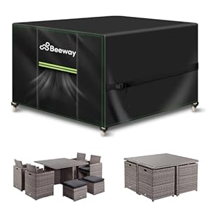 BEEWAY Garden Furniture Cover With Air Vent, Waterproof Patio Rattan Sofa Table Chair Set Cover - 420D Oxford Fabric, Windproof - Cube / Square 125 x 125 x 73cm