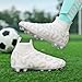 VAXAV Women's Men's Fashion Sports High-top Trainers FG Football Cleats Long Studs AG Soccer Shoes White 8/6.5 US