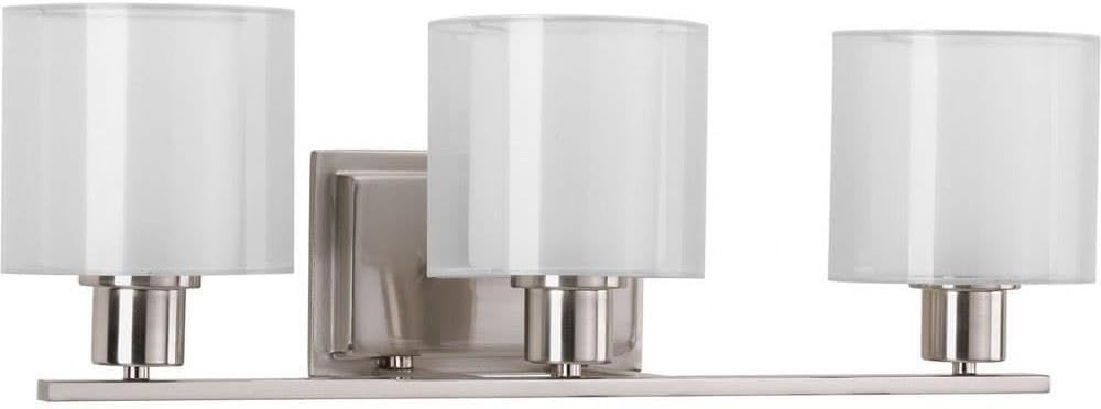 Progress Lighting Invite Collection 3-Light Shade New Traditional Bath Vanity Light Brushed Nickel, 7.38x23.50x23.50
