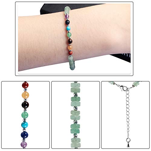 mookaitedecor 7 Chakra Healing Crystal Stone Bracelet for Women Men, 4mm Flat Beads Bracelet Jewelry Adjustable Link Bangle for Energy Healing Yoga Reiki - Image 3
