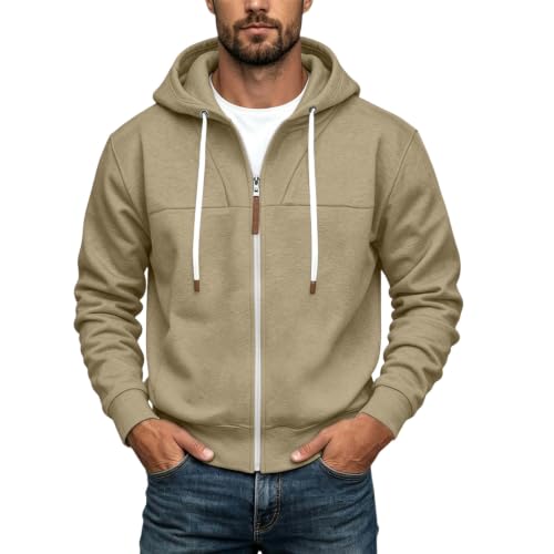 Mens Full Zip Hoodies Fashion Fleece Drawstring Hooded Sweatshirts Jackets - image 6