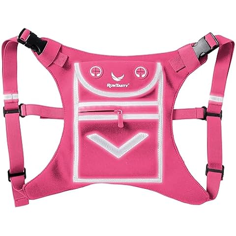Pink Running Mini Backpack Vest for Men & Women - Reflective w/360°Hi-Viz, Holds Accessories, any iPhone, Android, iPad mini - Lightweight Adjustable gear for Fitness, Walking, Cycling, Hiking, etc! Cover