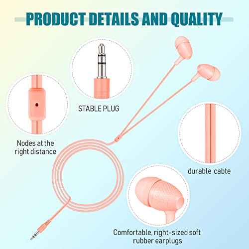 Image of Macarrie 200 Pack Earbuds Bulk Earphones 3.5 mm Classroom Headphones for Adult Assorted Colors Earbud Wired Earphone Without Mic for Adult Office Home Individually Bagged(Multicolor)