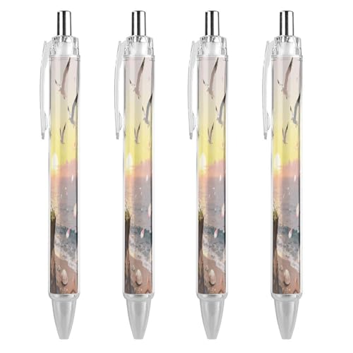 ERSTSNCK Dreamy Coastal Tune �u���b�N�{�[���y�� �׎� (0.5mm) �u���b�N�C���N�y�� �i�[�� �{�[���y�� ���K�ȃt���O���b�v �W���[�i�����O�p �I�t�B�X�ł̕M�L�ɍœK 4�{