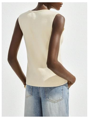 GORGLITTER Women's Button Down Vest Top Dressy Vintage Sleeveless Knit Old Money Sweater Cardigan Tops2