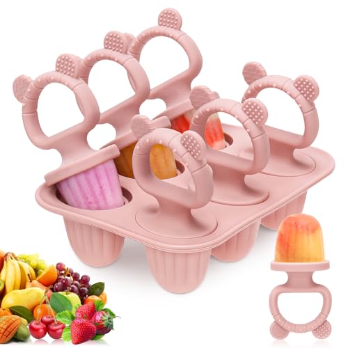 Image of Silicone Baby Popsicle Molds with Sticks, Mini Popsicles Molds for Babies Breastmilk Popsicle Molds for Teething Relief, Frozen Treats Maker Popsicle Maker Ice Pop Mold for Toddlers Kids(Pink)