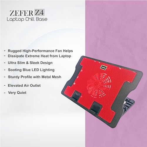 ZebionZefer Z4 Laptop Cooling Base for Heat Dissipation, aka Chill Pad, with Low Noise and Rugged Performance Fans, Sturdy Profile with Metal mesh,... - Image 4