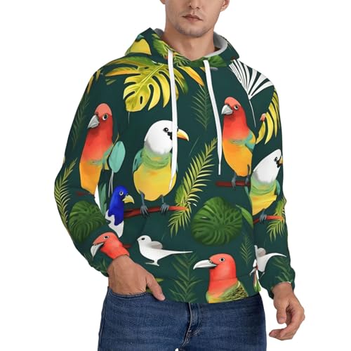 Sweat à capuche homme imprimé oiseaux tropicaux pour un usage quotidien relax