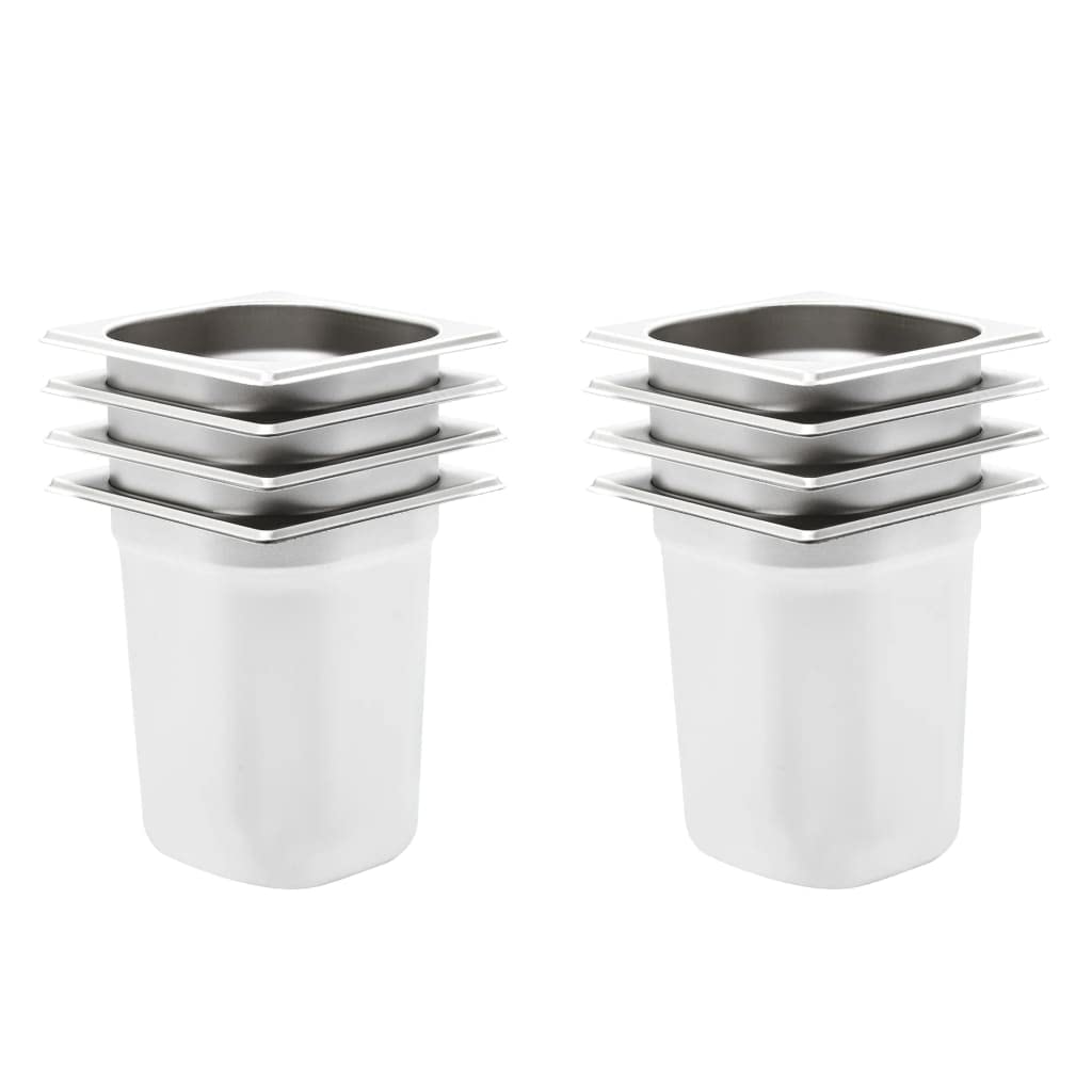 Générique Récipients Gastronorm 8 pcs GN 1/6 200 mm Acier Inoxydable,Bacs pour Tables Chaudes,50909