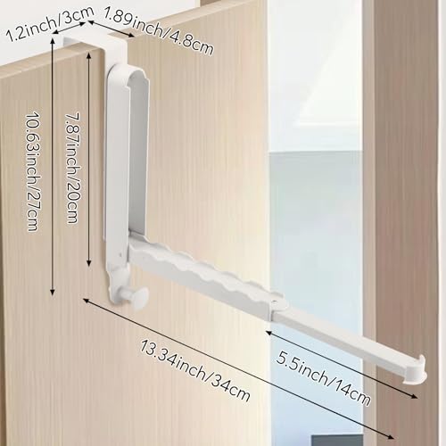 Over The Door Hooks Hanger, 2 Pack Folding Clothes Drying Rack, Portable Extensible Over Door Towel Racks with 6 Groves,Space Saving Laundry Hanger Dryer Rack by Yowmina - Image 3