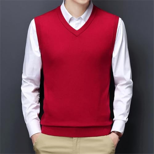 Men's Knitted Sweater Vest V-Neck Solid Color Business Casual Sleeveless Pullover Outwear4
