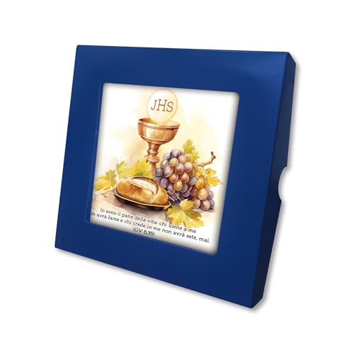Fratelli Bonella | Kachel mit der Symbolik der Eucharistie der Erstkommunion mit Geschenkbox 10 x 10 cm | Made in Italy