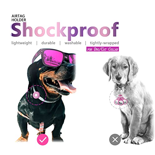 Chincum Airtag Dog Collar Holder With Soothing Dots, Silicone Shockproof Pet Collar Case For Apple Airtag, Durable Air Tag Case Holder Compatible With Cat Dog Collars 0.6-1.2 Inch Width #TOP4