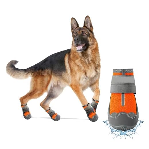 Furrtripsy Dog Booties,Waterproof Dog Shoes for Large Medium Small Dogs,Suitable for Summer Hot Pavement,Adjustable Non-Slip Rubber Paw Protector (Orange, #6 (Width 2.6 inch) for 52-68 lbs)