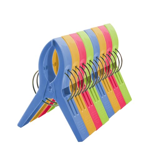 Rumyve 8pcs Large Laundry Clip Towel Hook,Plastic Beach Towel Hook,Sun Lounger Sunbed Pool Chair Laundry Hook