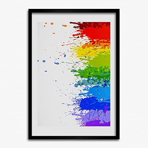 Cadre photo 50x70 cm pour habiller un mur vide tableau bois arc-en-ciel abstrait