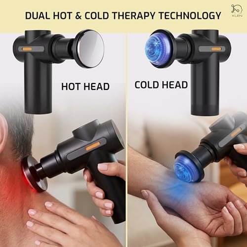 Image of KLEN Rechargeable Massage Gun with Dual Hot & Cold Therapy Heads, Deep Tissue Handheld Massager Machine for Body Pain, Neck, Back, Shoulders, Legs and Muscle Recovery