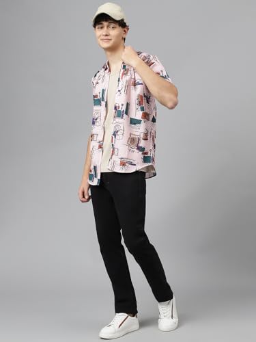 Image of LookMark Men's Trendy Cotton Blend Spread Collar Half Sleeve Printed Shirt||Printed Party Shirt for Men||AZ-LM-P1-PRINTED Shirt Dean-Parent