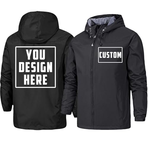 Custom Men's Rain Jacket Add Your Own Logo Design Waterproof Windbreaker Lightweight Workwear