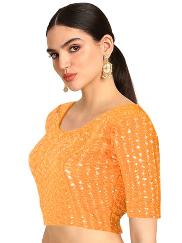 Image of Chandrakala Readymade Blouses for Women Sarees,Stretchable(B202-P)