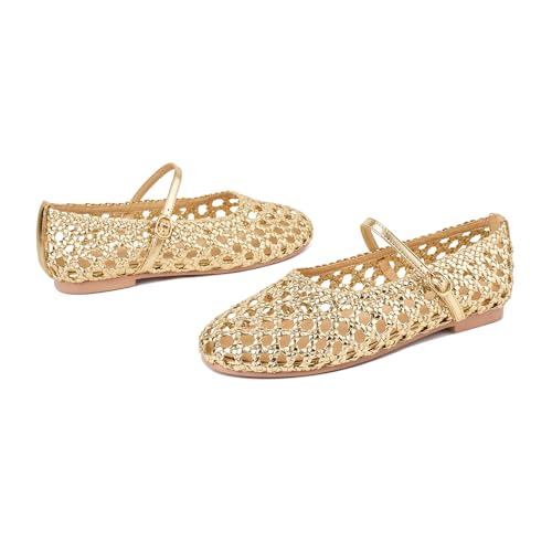 Image of Ballet Flats Mesh Shoes for Women Mary Janes Flats | Wide Feet Options, Woven Mesh Flats, Soft Cushion, Comfortable Ballerina Flats, Casual, Dress Shoes, Daily, Work, Versatile
