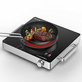PAYISHO Hot Plate Electric Single Burner 1800W Portable Burner for Cooking with Adjustable Temperature & Stay Cool Handles, Stainless Steel,...