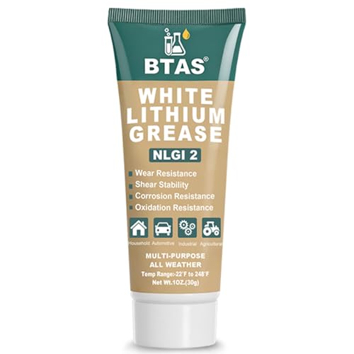 BTAS White Lithium Grease for Car Door,Bearings & Gears Lubricant Grease,Garage Door Tracks Hinges and Sliding Mechanisms, Highly Versatile for Automotive, Marine, Industrial and Home use NLGI 2 1 oz