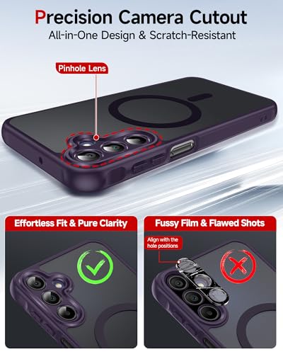 LeYi for Galaxy A16-5G Phone Case: Compatible for Samsung Galaxy A16 5G Case with Screen Protector, [Magnet Fit] Matte Translucent Soft-Touch & Full Body Shockproof Funda para A 16, Purple - image 5