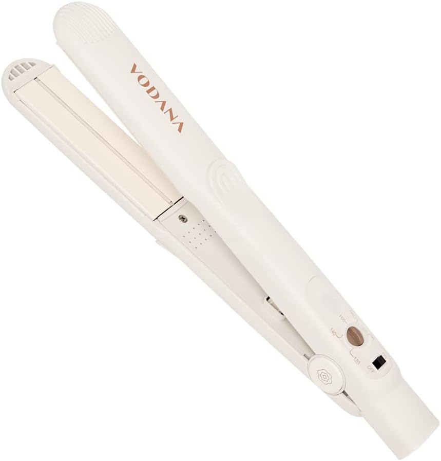 Professional Softbar Flat Iron - Ceramic Straightener with Patented Silicone Bar, Smooth & Quick Styling, Healthy Hair Solution, Dual Voltage for Worldwide Use (1 inch, Ivory)
