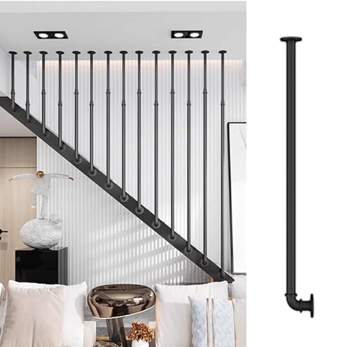 Balustres d'escalier en métal noir et doré 215 cm pour rénovation de grenier