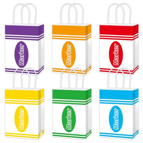 24PCS Back to School Party Favors Bags，Colorful Marker Pen Paper Gift Bags