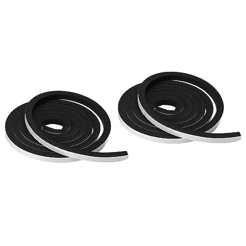 PATIKIL Foam Weather Stripping for Doors, 2 Rolls 3/8" W x 3/8" T Foam Seal Tape Adhesive Insulation Strip for Door Window Air Conditioning, Black(13 Ft Total Length in 2 Rolls)