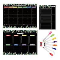 CREKERT Set Di 3 Calendari Magnetici Per Frigorifero, Mensili E Mensili Per Lavagna Bianca Per Frigorifero Con 6 Magneti, 4 Pennarelli, 1 Gomma (confezione Regalo