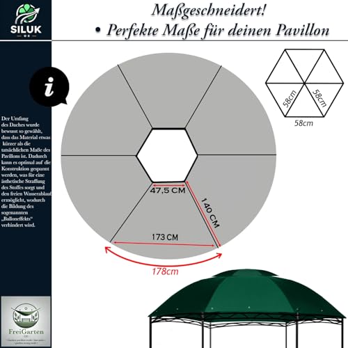 Toit de rechange pavillon Ø 350 cm en PVC Panama 370g/m² ultra résistant Modèle 2